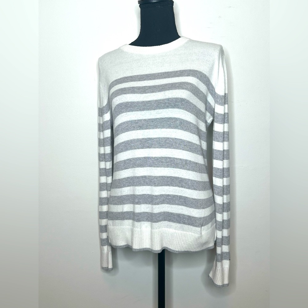 a new day gray and white stripe sweater
